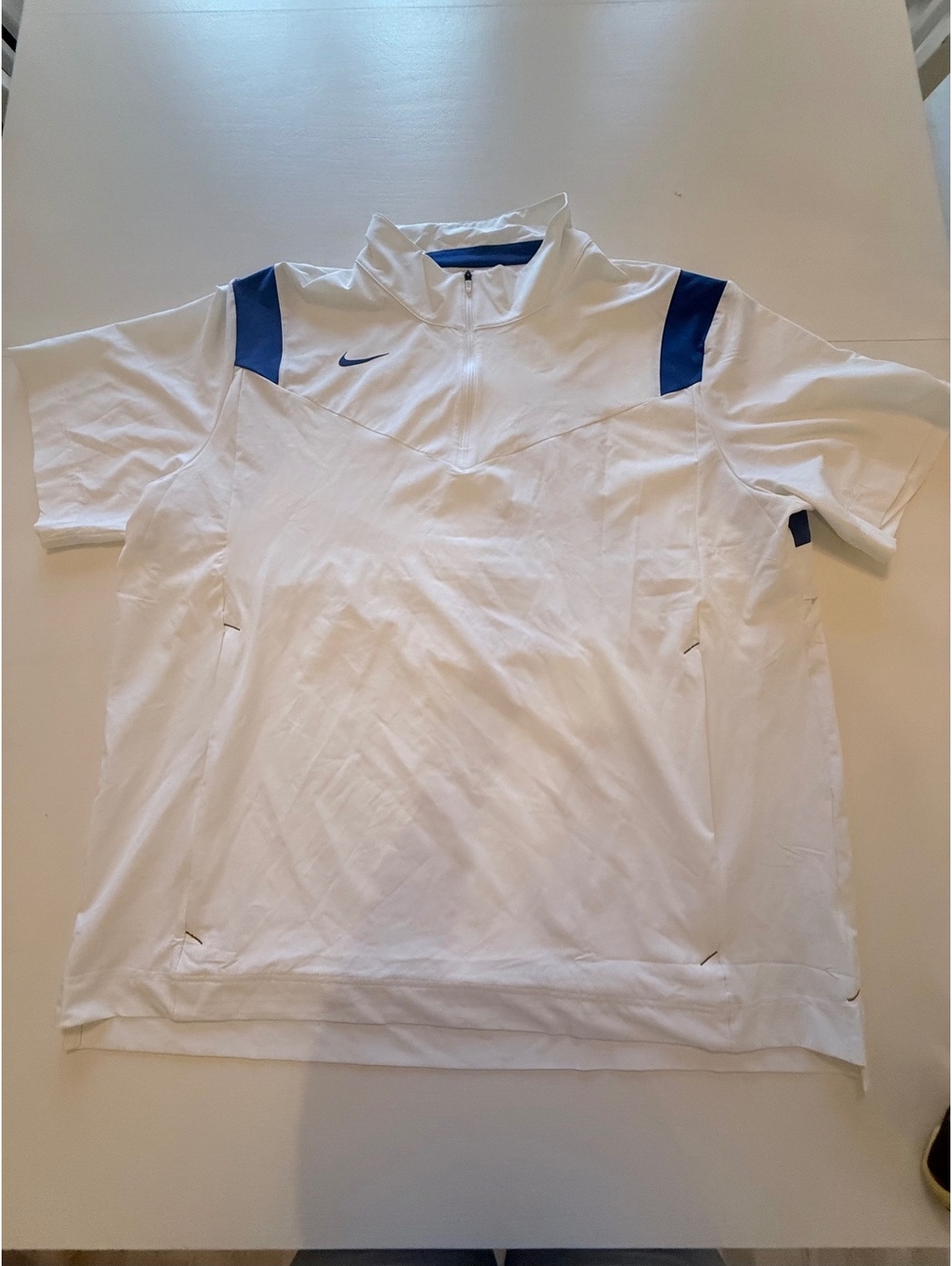 Nike Men's White and Blue Half-Zip Pullover XXL
